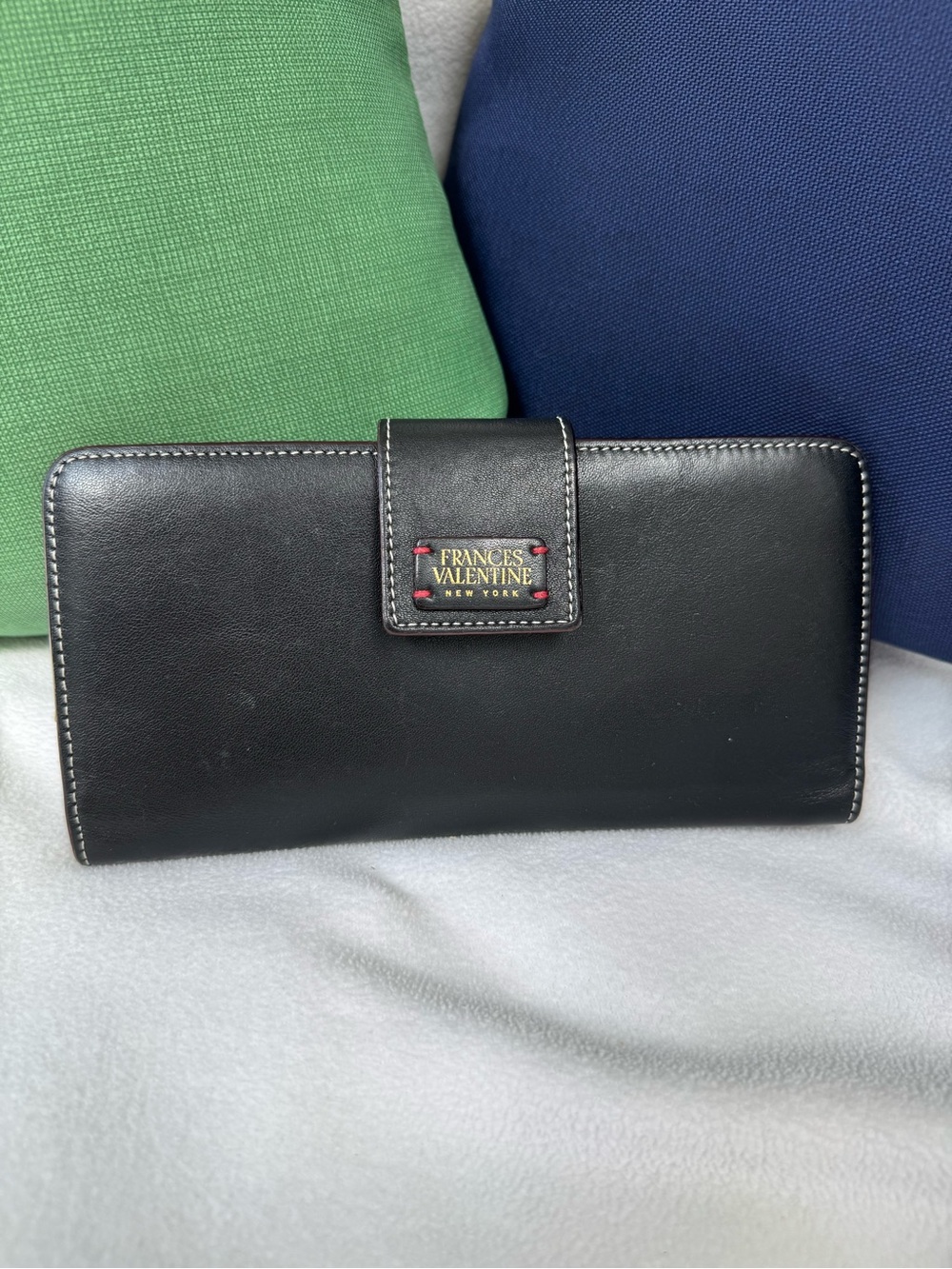 Frances Valentine Black Leather Snap Wallet